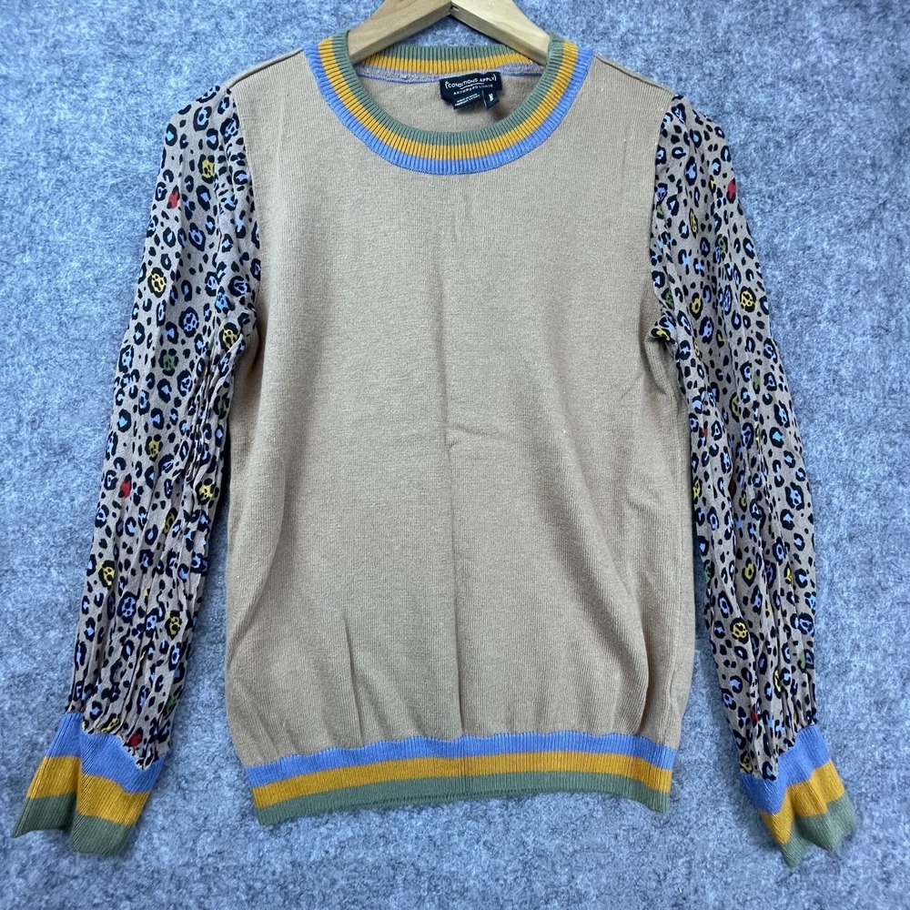 Anthropologie‎ Conditions Apply Sweater Women S Leopard Cashmere Celina Indie